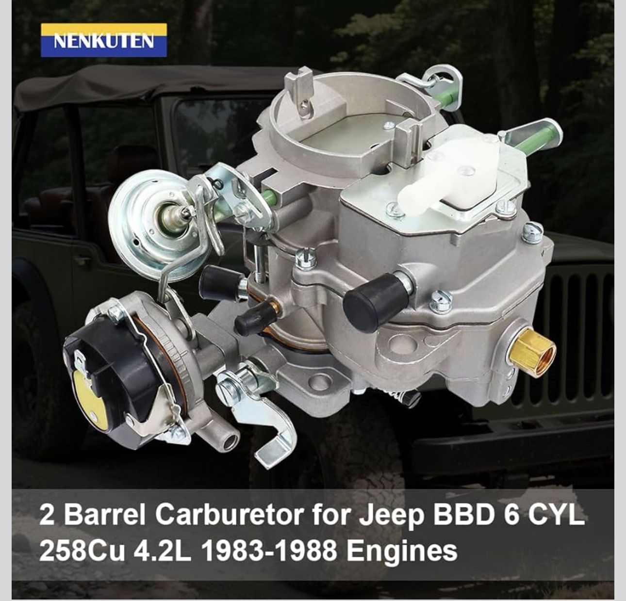 2 Barrel Carburetor for Jeep BBD 6 CYL 258Cu 4.2L Engines 1 Jeep CJ7 CJ5 Wagoneer Automatic Choke Carb with Gaskets, Replaces 8308, 8311, 8309