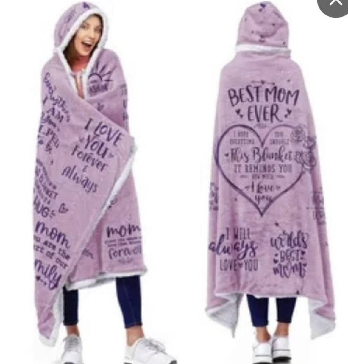 New Hooded Fleece Blanket For Mom. Purple  Great gift. X-Large 