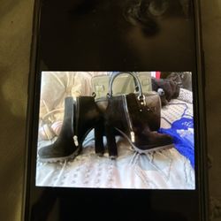 Black suede women’s 3 inch heel boots zipper