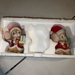 Homco Ceramic Mice Set 5405, Christmas Holiday Decor