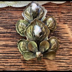 Marvelous , Antique, (1(contact info removed)) Brass? Flower Design Brooch/Pin