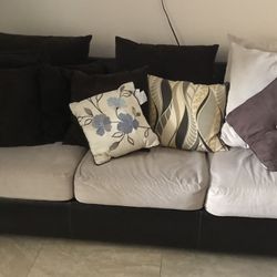 Plush Tan And Brown Couch