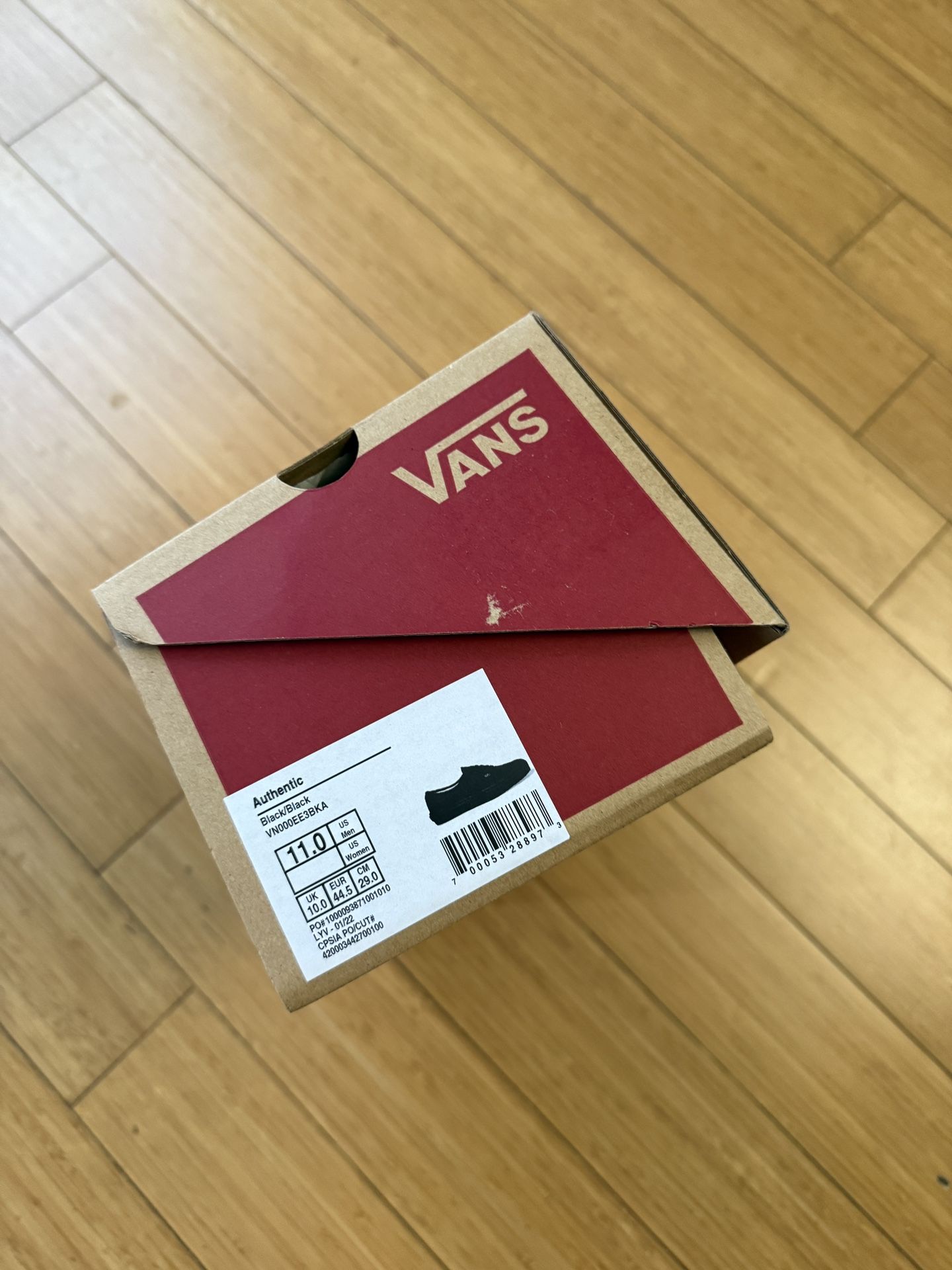 Vans Authentic Black/Black Size 11 M