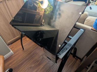 Black glass drafting/art desk
