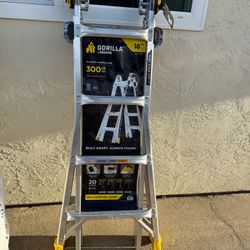 Gorilla Ladders 18 ft Reach Aluminum Multi-Position Ladder with Tool Hangers, 300 lbs. Load Capacity 