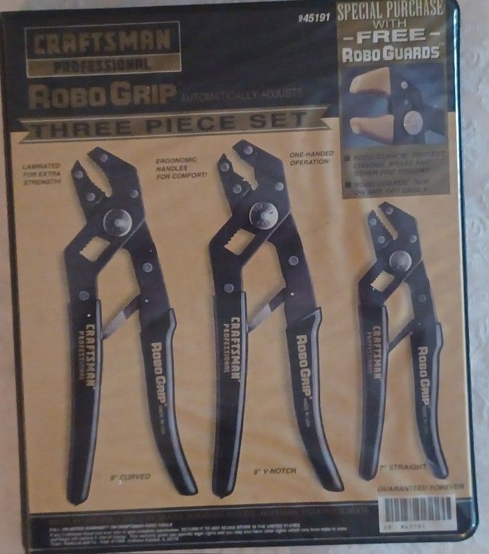 Craftsman Professional Robo Grip 3-Piece Set Pliers~ Open Box