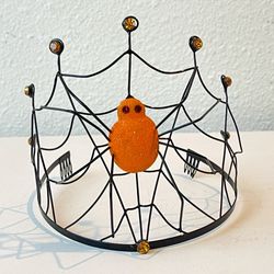 Rare Metal Spider Web Rhinestone tiara crown Queen of Halloween Costume