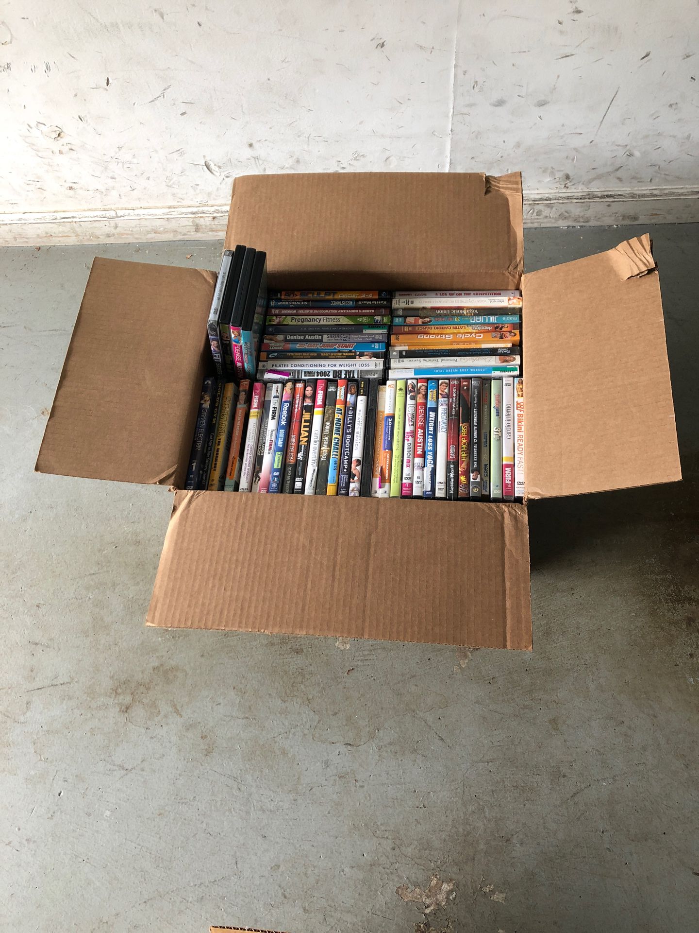 Box of workout DVD’s
