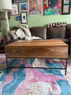 West Elm Light Brown Wood Coffee Table