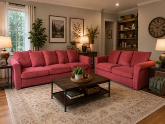 IKEA Red Sofa & Loveseat Set – Gently Used – Matching Pair