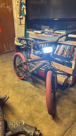Custom BMX Bike with Red Tires and Light