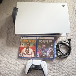 Playstation 5 disc version   2 games  1  controller  power cable  hdmi cable  stand  In good condition   Pick up in Long Beach   Cash only