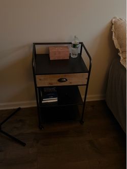 One corner table on wheels