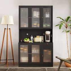 Black 70" Tall Storage Cabinet with