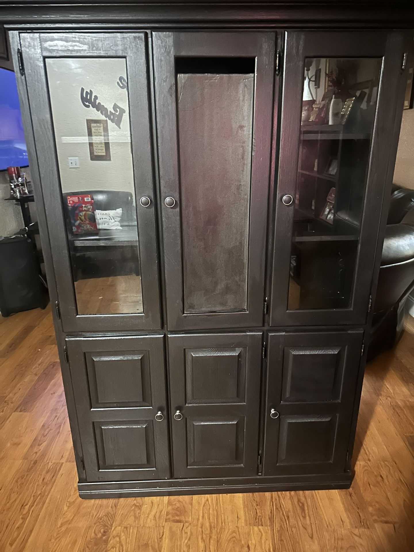 Black Wooden China Cabinet