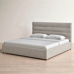 NEW IN-BOX—Retail $1,800—King Size Fabric Upholstered Grey Bed—FREE SAME-DAY DELIVERY