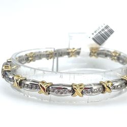 10KT Two Tone 7” Diamond Tennis Bracelet 14.00g 1CTW 172084