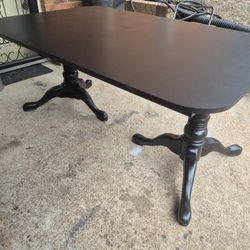 Wooden Black Double Pedestal Dining Table