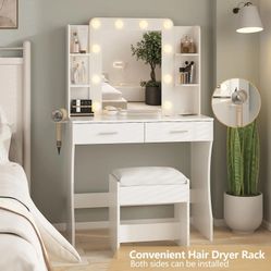 Makeup Vanity White With Lights