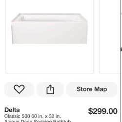 Delta Classic 500 60 in. x 32 in. Alcove Deep Soaking Bathtub with Left Drain in High Gloss White