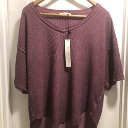 Red waffle knit shirt from Buckle NWT