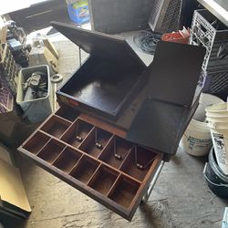 Antique Wood Cash Register And Receipt Book