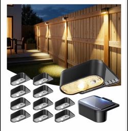 12 Pack Fence Lights (Solar Powered) 3000/4000/6000K 3 Modes Waterproof Outdoor