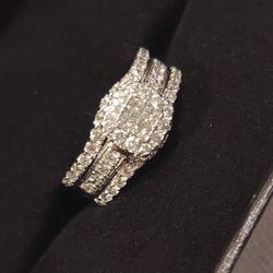  DIAMOND, WHITE GOLD WEDDING RINGS ♥️ PLEASE SEE FINAL PHOTOS CONTAINING DESCRIPTIVE INFORMATION ABOUT DIAMOND WEIGHT, QUANTITY, CLARITY AND COLOR!!
