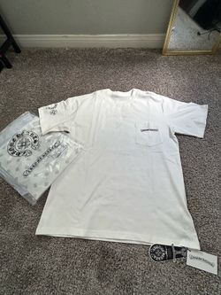 Size M chrome White t shirt with multi color cross designs