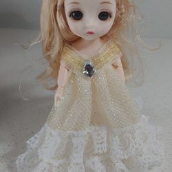 16cm 6.5in BJD small Cute  Doll Soft Plastic Expression Face big eyes blonde