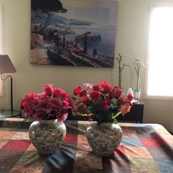 ANTIQUE 2-FLOWER VASES