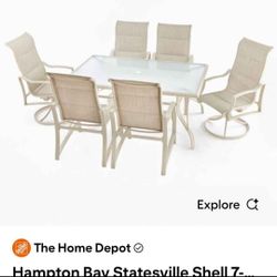 Durable and Hampton Bay Statesville Shell 6-Piece Aluminum Outdoor CHAIRS ONLY TABLE NOT INCLUDED rust-free aluminum frames are built to last Weather-