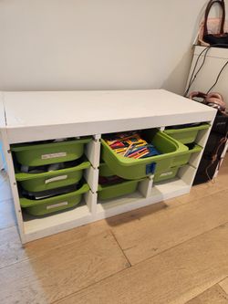 9 Sliding Bins Cabinet - Perfect For Crafts Or Toys