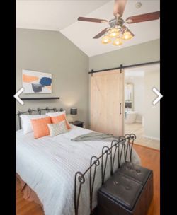 Wrought Iron Queen Scroll Sleigh Bed Head and Footboard