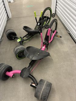Green Machine And Pink Machine Kids Bikes