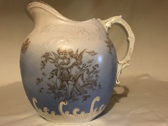 Antique Beautiful Angels Pitcher 1900+
