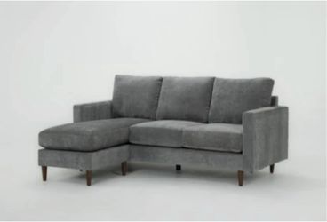 Living Spaces Bradley II Gray 81” Sofa with Reversible Chaise + 2 Pillows excellent condition price negotiable