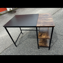 Industrial Computer Desk with Shelves – Small Home Office Table