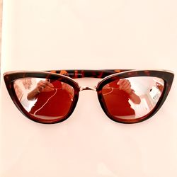 Sunglasses Rose Gold Trim Tortoise Cat Eye