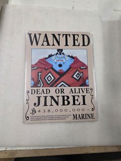 Jinbei one piece anime cartoon wanted faux vintage metal sign