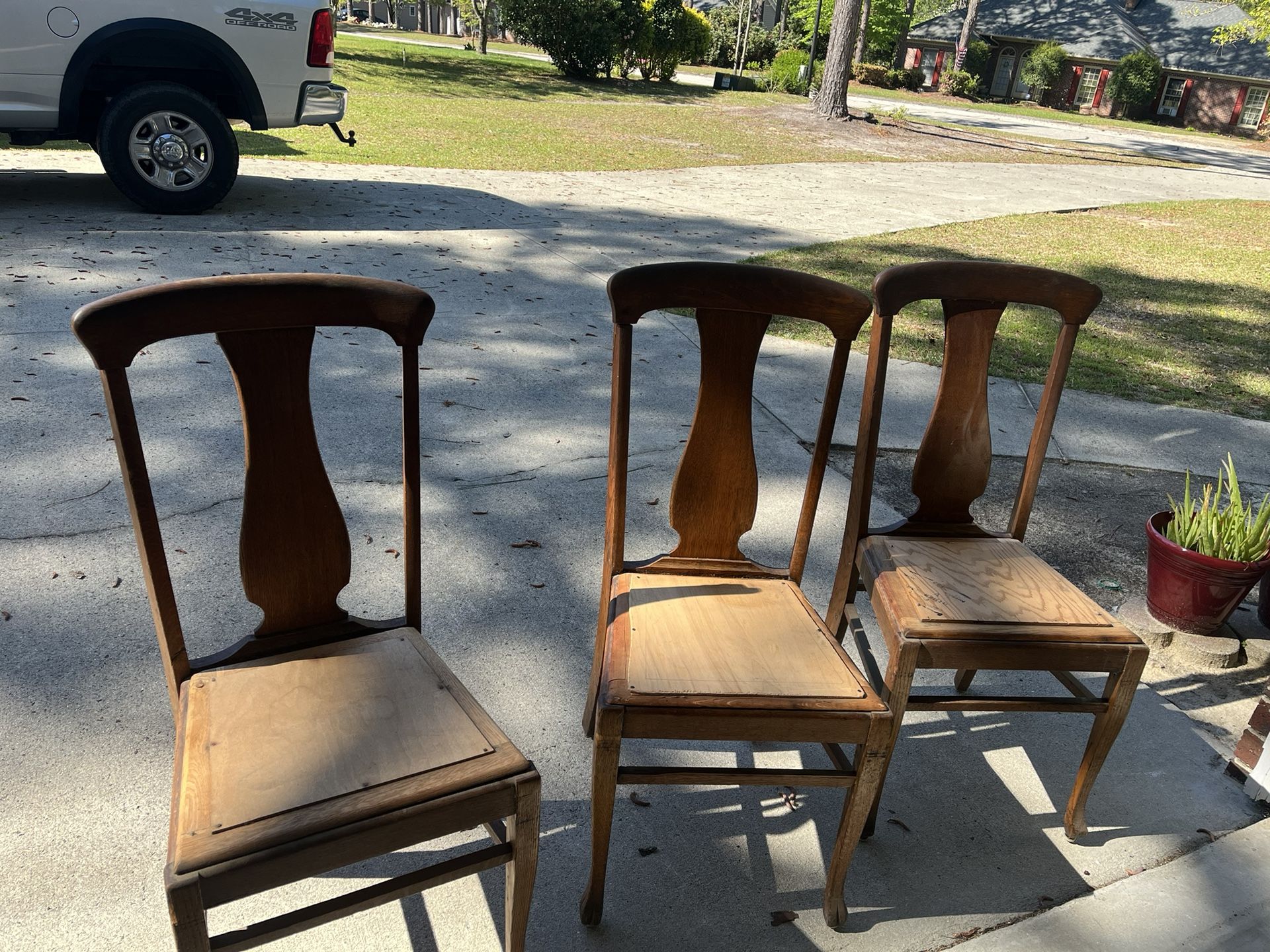 Vintage T back Wood Chairs 