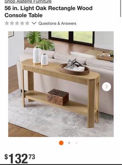 56 in. Light Oak Rectangle Wood Console Table