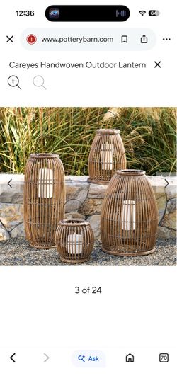 Pottery Barn Careyes Handwoven Outdoor Lantern