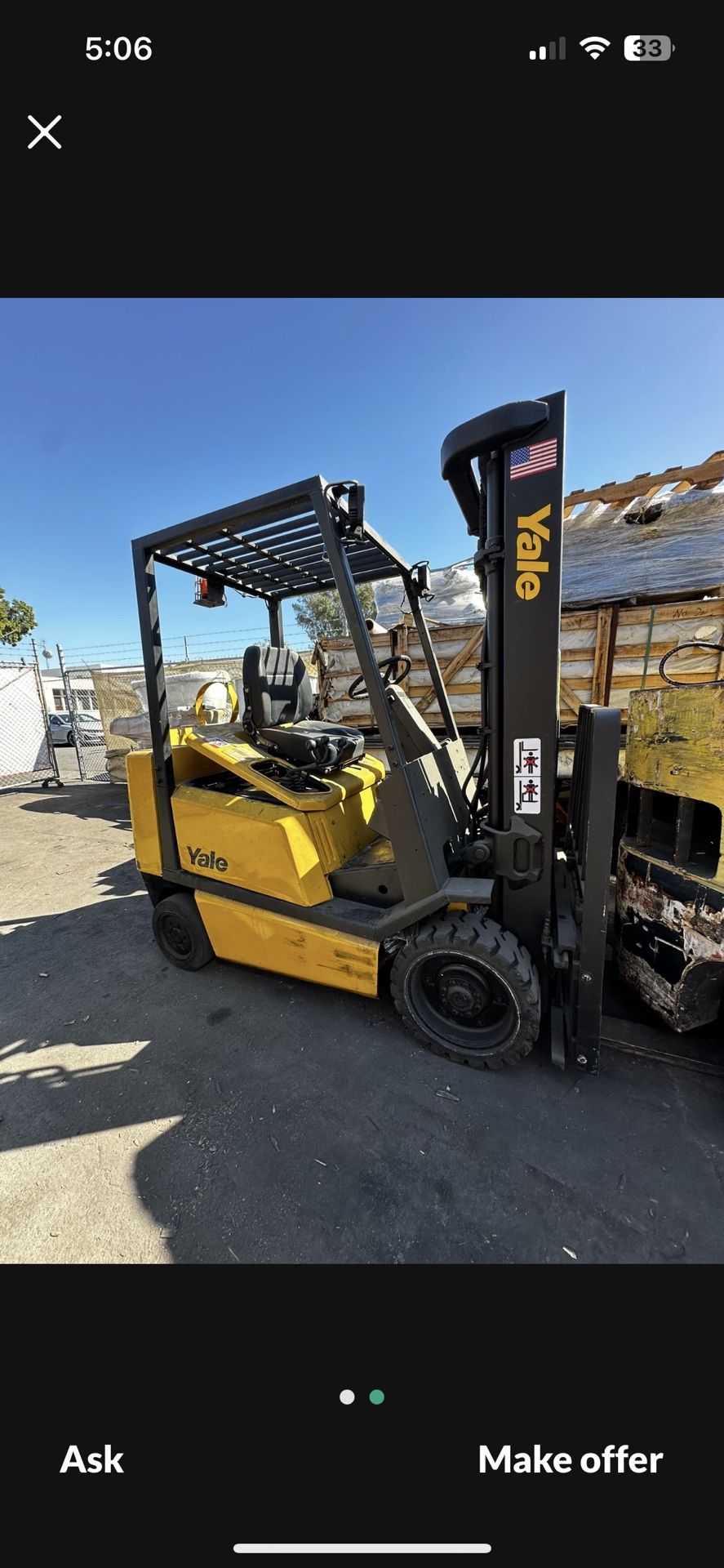 Yale Forklift! 5500 Lb, Sideshift, Pneumatic Tires!