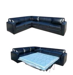 BRAND NEW 7X9FT SECTIONAL COUCHES.  Black LEATHER,  CUSTOM MADE AVAILABLE 