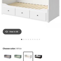 IKEA HEMNES Daybed in white with 3 large storage drawers.