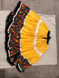 Floral and Yellow Ruffle Circle Skirt