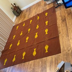 Vintage Native American Handmade Wool Rug. With Fishes 