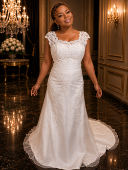 Elegant Lace Fit-and-Flare Wedding Gown
