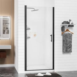36"-37"Wx72"H Frameless Pivot Shower Door,Tempered Glass&Shatter Proof Film, Stainless Steel Hardware & Easy Clean Coating,Magnetic Seals Water Preven